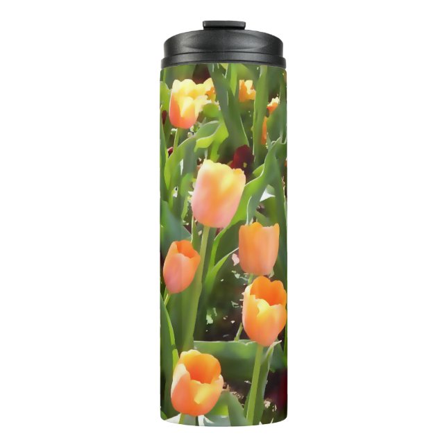 Tulpe-orange Feld Thermosbecher (Vorderseite)
