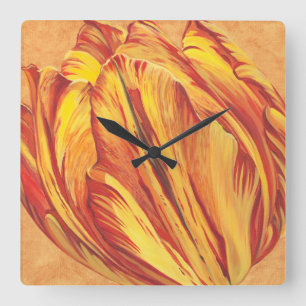 Tulpe-Power I Quadratische Wanduhr