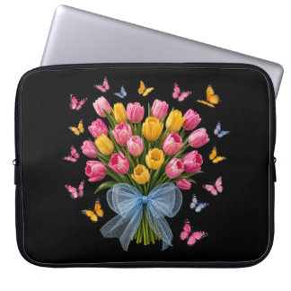 Tulpe & Schmetterlinge Eleganz Laptop-Hülle Laptopschutzhülle
