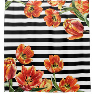 Tulpe-schwarze Streifen schick Duschvorhang