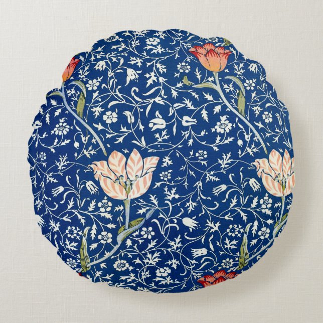 Tulpe, William Morris Rundes Kissen (Vorderseite)
