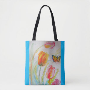 Tulpen-Aquarell-Blumen Blumen-Tasche