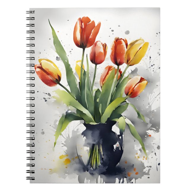 Tulpen - Aquarellblumen Notizblock (Vorderseite)