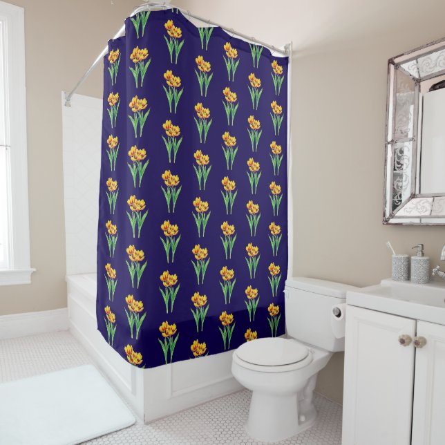 Tulpen auf Blau Duschvorhang (Beispiel)
