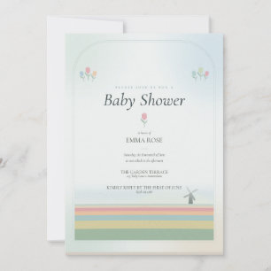 Tulpen-Baby-Shower-Einladung - Pale Sky-Version