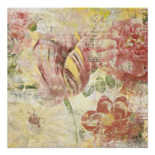 Tulpen-Blumen-Collage Poster