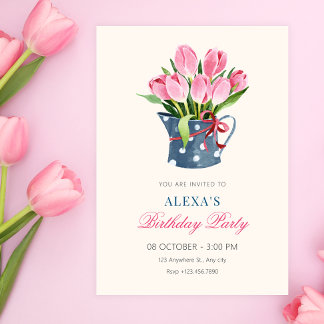 Tulpen Blumenstrauß Geburtstag Einladung