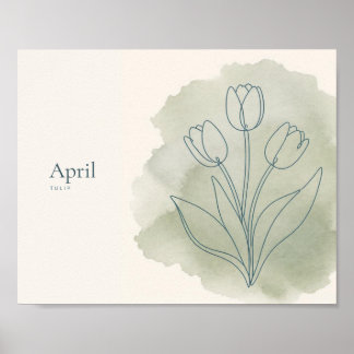 Tulpen-Botanik-Kunstprint | April-Blume Poster