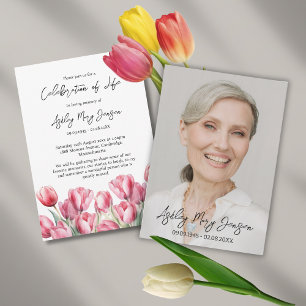 Tulpen-Feier des Lebens Foto Beerdigung Einladung