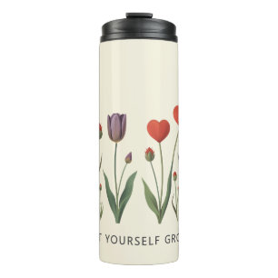 Tulpen Florales Herz Lass Dich Wachsen Zitat Thermosbecher