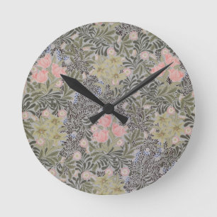 Tulpen, Gänseblümchen und Geißblatt Runde Wanduhr