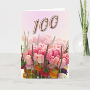 Tulpen Grußkarte zum 100. Geburtstag Karte
