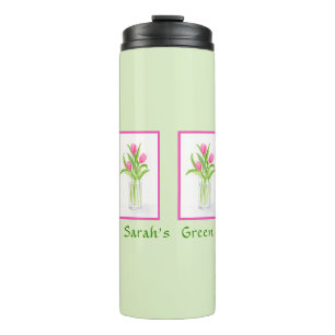 Tulpen Handbemalt Aquarell PERSONALISIEREN Gärtner Thermosbecher