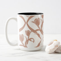 Tulpen im Blockdruck beige, Weizen golden
