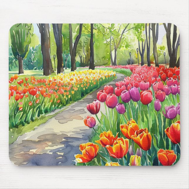 Tulpen im Park Mousepad (Vorne)