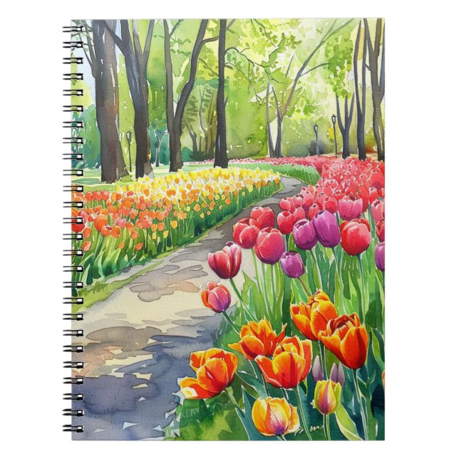 Tulpen im Park Notizblock (Vorderseite)