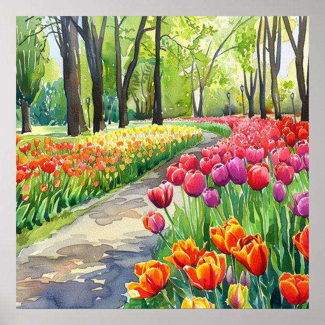 Tulpen im Park Poster (Vorne)
