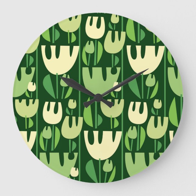 Tulpen im skandinavischen Stil Muster Große Wanduhr (Vorderseite)