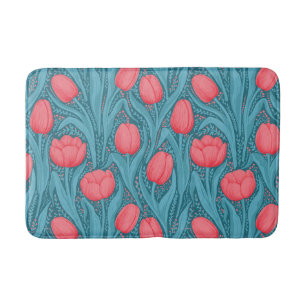 Tulpen in Blau und Rot Badematte