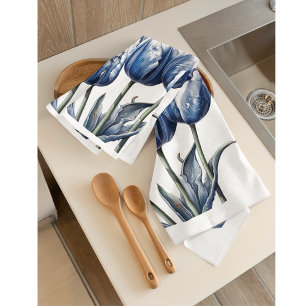 Tulpen in Delfter Blau  Geschirrtuch