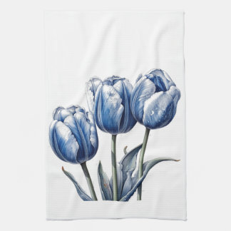 Tulpen in Delfter Blau Geschirrtuch