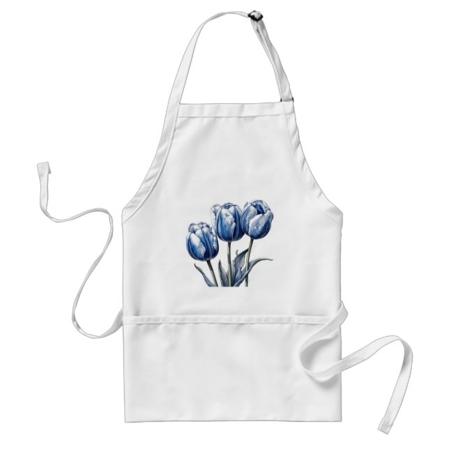 Tulpen in Delfter Blau  Schürze (Vorne)