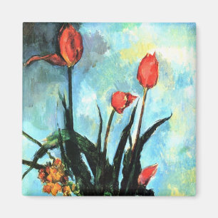 Tulpen in einer Vase von Paul Cezanne, Vintage Art Magnet