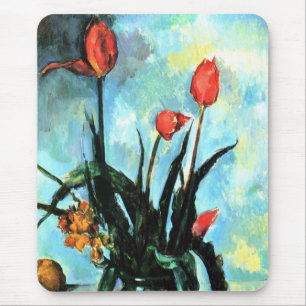 Tulpen in einer Vase von Paul Cezanne, Vintage Art Mousepad