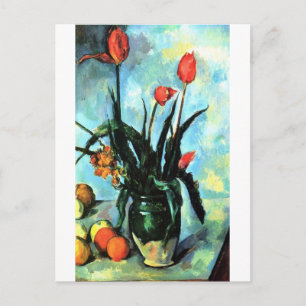 Tulpen in einer Vase von Paul Cezanne, Vintage Art Postkarte