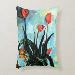 Tulpen in einer Vase von Paul Cezanne, Vintage-Kun Dekokissen