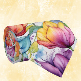 Tulpen in Rosa Lila Gold Vintage Alkoholtinte  Krawatte