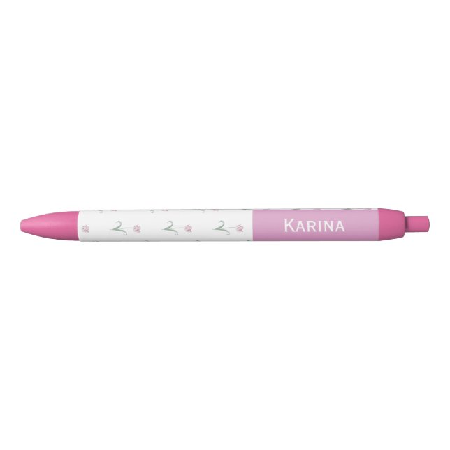 Tulpen in Rosa personalisierter Namensstift Kugelschreiber (Vorderseite)