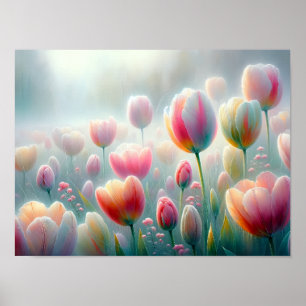 Tulpen in weichem Morgenlicht Poster