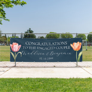 Tulpen Marineblau Herzlichen Glückwunsch Verlobung Banner