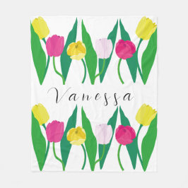Tulpen Rosa Gelb Lila Grün Modern Anpassen. Fleecedecke