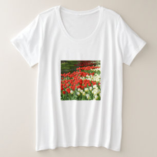 Tulpen, rot und weiß große größe T-Shirt