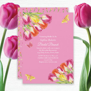 Tulpen & Schmetterlinge Rosa Braut-Brunch Einladung