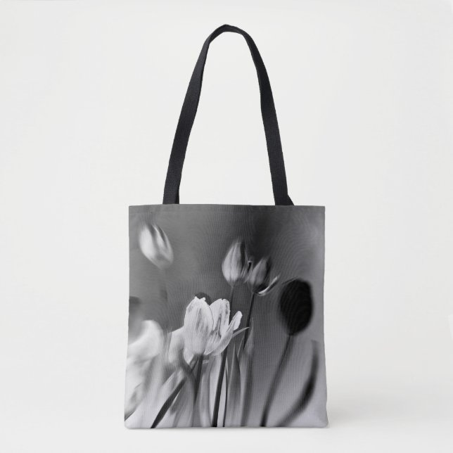 Tulpen Schwarz-Weiß-Tragetasche (Vorderseite)