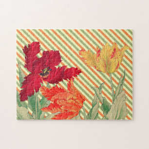 Tulpen Trio Drei Blumen Vintage Retro Kunst Puzzle