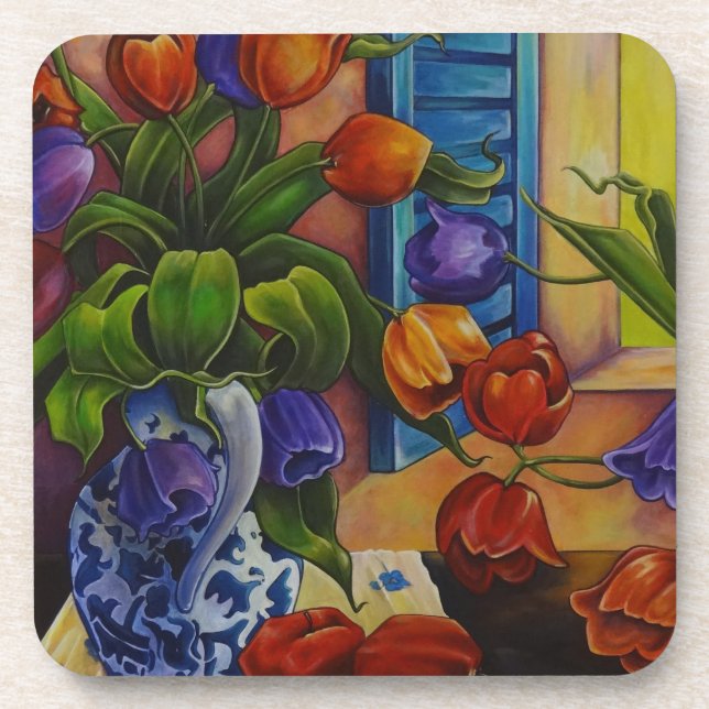 Tulpen und Äpfel Untersetzer Set von 6 (Vorderseite)