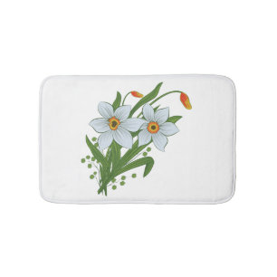 Tulpen und Osterglocken Blumen Badematte