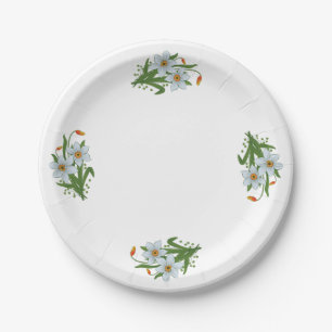 Tulpen und Osterglocken Blumen Design 1 Pappteller