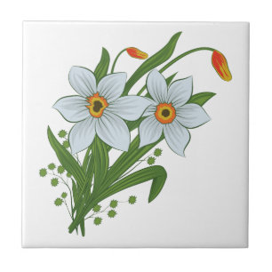 Tulpen und Osterglocken Blumen Fliese