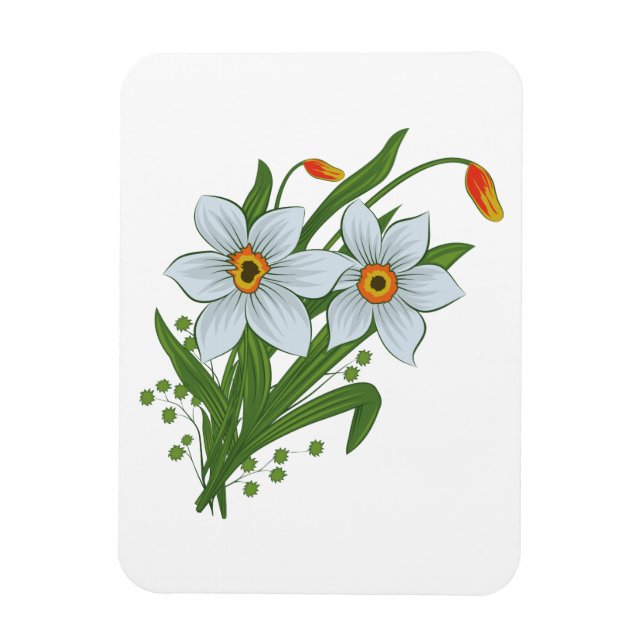 Tulpen und Osterglocken Blumen Magnet (Vertikal)