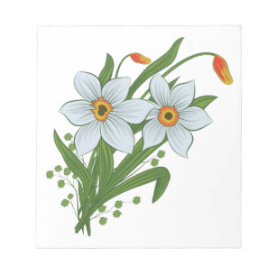 Tulpen und Osterglocken Blumen Notizblock