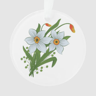 Tulpen und Osterglocken Blumen Ornament
