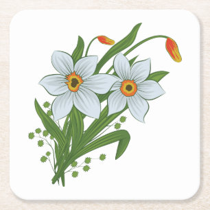 Tulpen und Osterglocken Blumen Rechteckiger Pappuntersetzer