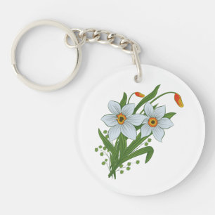 Tulpen und Osterglocken Blumen Schlüsselanhänger