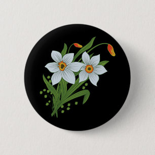 Tulpen und Osterglocken Blumen schwarzer Hintergru Button