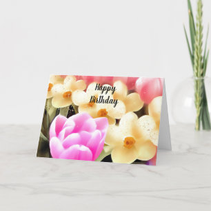 Tulpen und Osterglocken Geburtstag Karte
